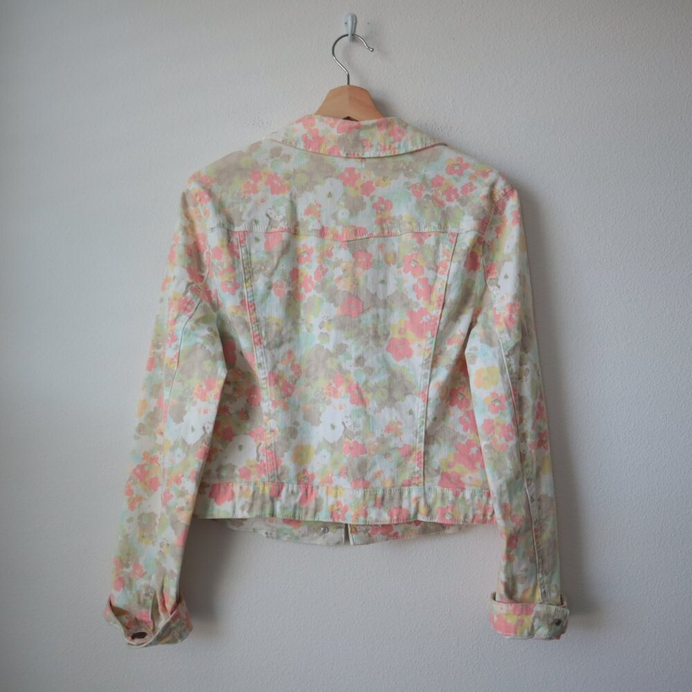 Retro 80s Style Elle Floral Jean Jacket | L - Picture 4 of 5